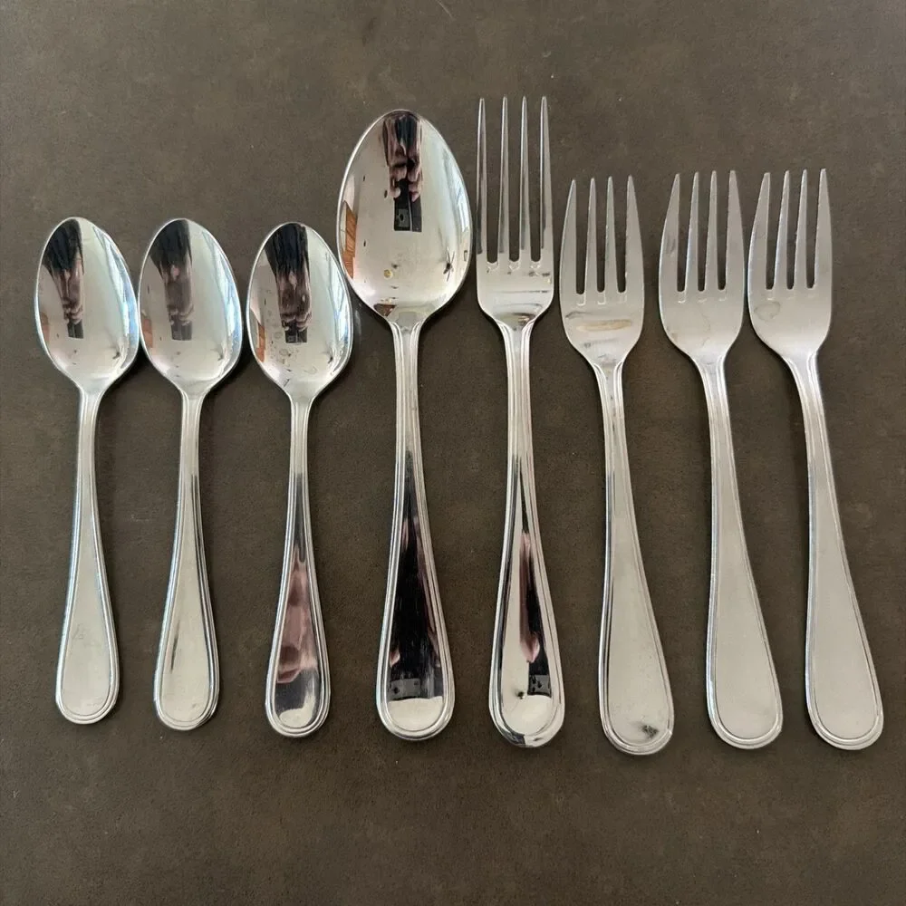 Lot of 8 Savile Row Godinger 18/10 Stainless Steel Flatware Forks Spoons